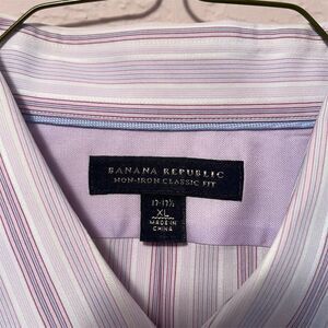 NWOT. Banana Republic Men's XL Purple Striped Classic Fit Dress Shirt Non-Iron.